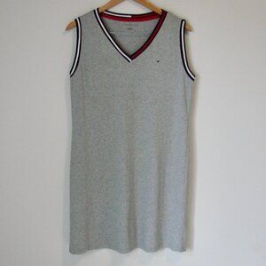 Tommy Hilfiger Gray Sleeveless Dress Athleisure Tank V-Neck Cotton Knit Large
